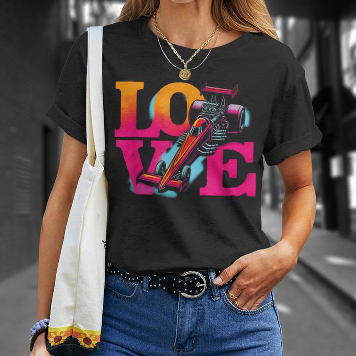 Love Drag Racing Vintage Colorful Drag Racing Cars Lover T-Shirt Gifts for Her