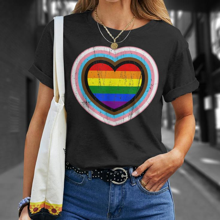 Love Is Love Gay Pride Progress Pride Rainbow Heart Lgbtq T-Shirt Gifts for Her