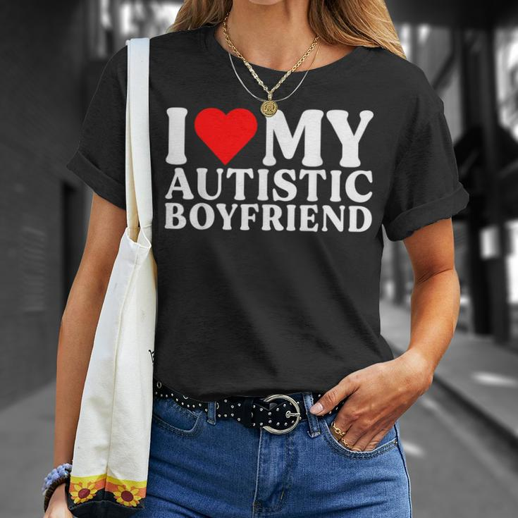 I Love My Hot Autistic Boyfriend I Heart My Autistic Bf T-Shirt Gifts for Her