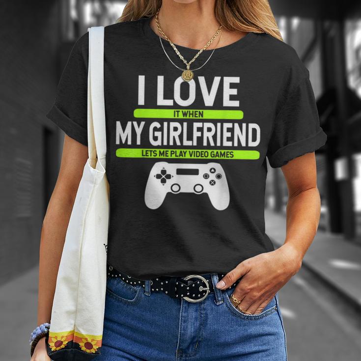 I Love It When My Girlfriend Lets Me Play Video Games Gamer T-Shirt Gifts for Her