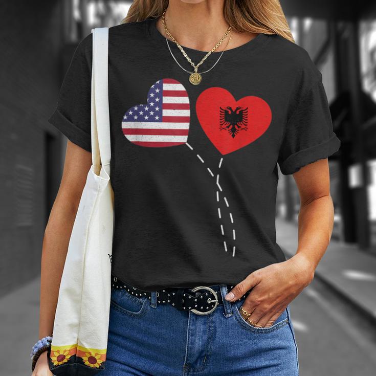 Loving Albania Usa Flag Heart Albanian Americans Love T-Shirt Gifts for Her