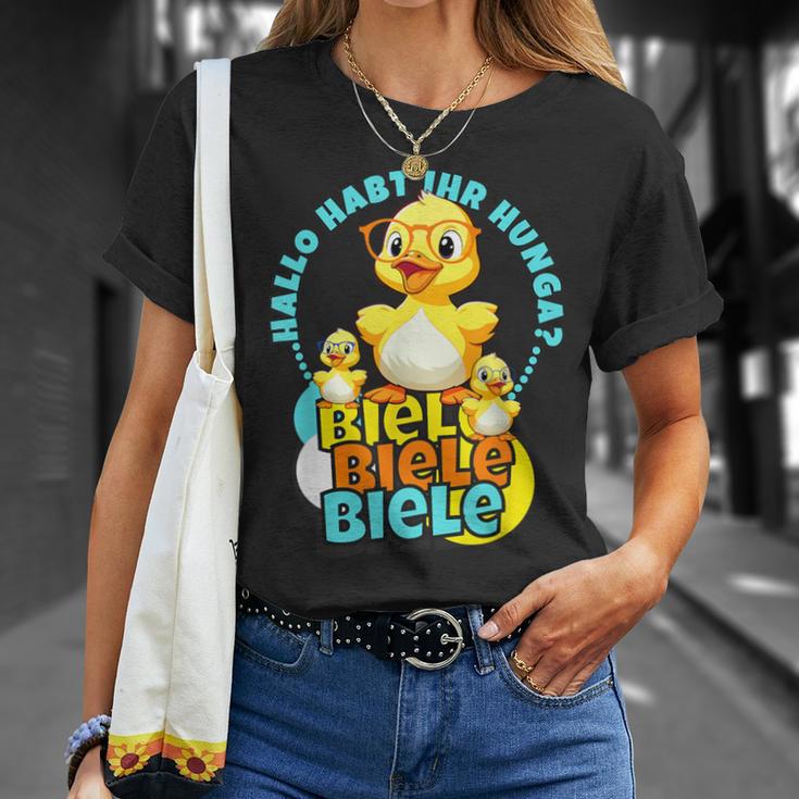 Lustige Enten Hallo Habt Ihr Hunger Biele Biele Biele T-Shirt Geschenke für Sie