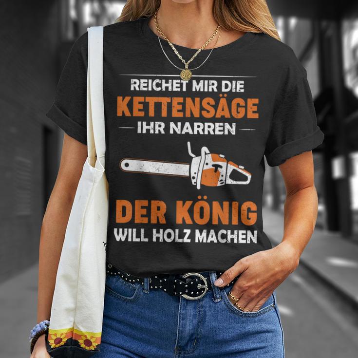 Lustiges Kettensägen-Holzfäller T-Shirt König des Holzmachens Geschenke für Sie