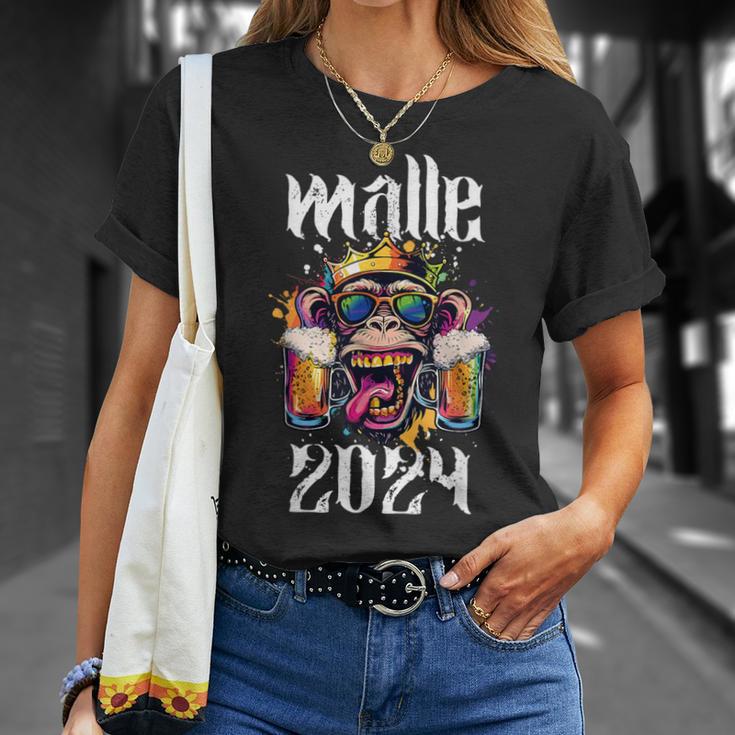 Malle 2024 Affe König Mallorca Crew Bier Urlaub Spruch T-Shirt Geschenke für Sie