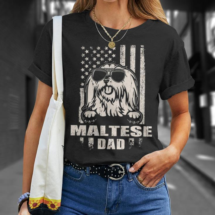 Maltese Dad Cool Vintage Retro Proud American T-Shirt Gifts for Her