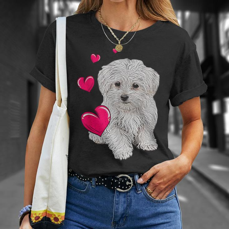 Maltese Dog And Heart Dog T-Shirt Geschenke für Sie