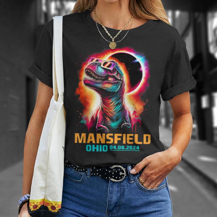 Mansfield Ohio Total Solar Eclipse 2024Rex Dinosaur T-Shirt Gifts for Her