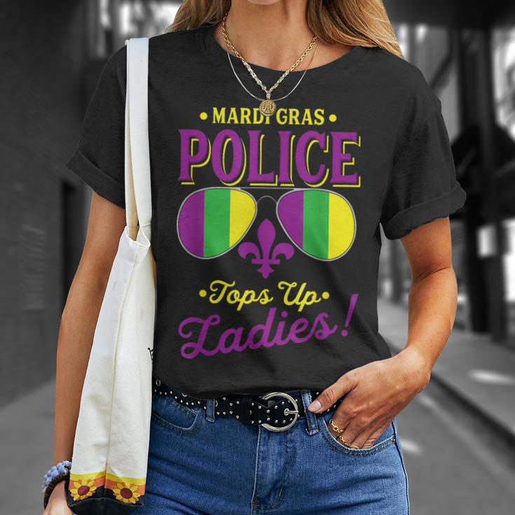 Mardi Gras Police Tops Up Ladies Boobs Beads Party Drinking T-Shirt Gifts for Her