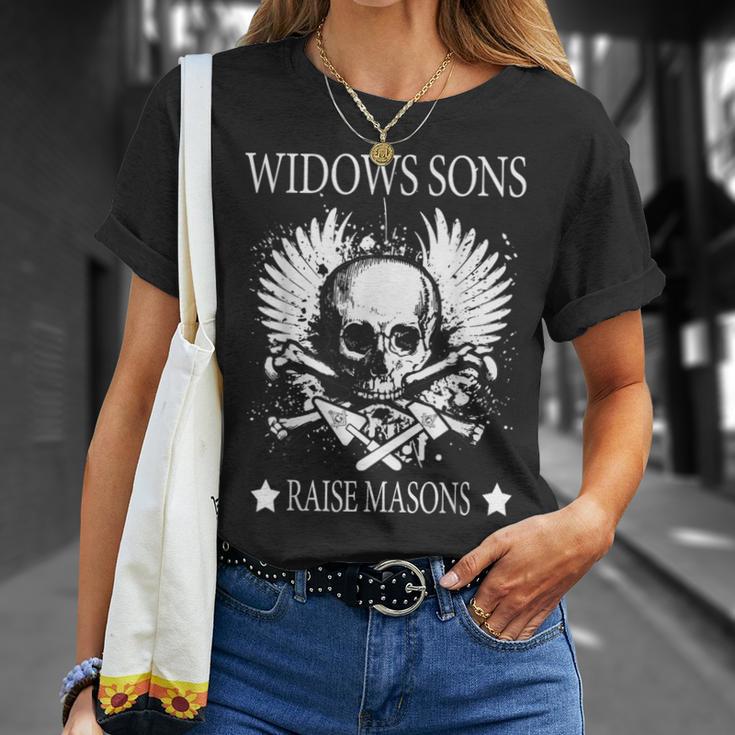 Masonic Widow's Son Raise Masons Skull Father's Day T-Shirt Gifts for Her