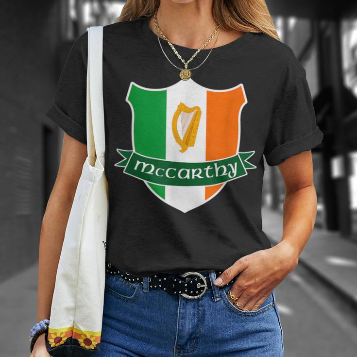 Mccarthy Irish Name Ireland Flag Harp Family T-Shirt Gifts for Her