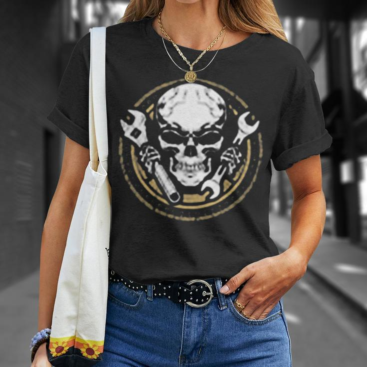 Mechanic Wrench Gear Skull For Women T-Shirt Gifts for Her