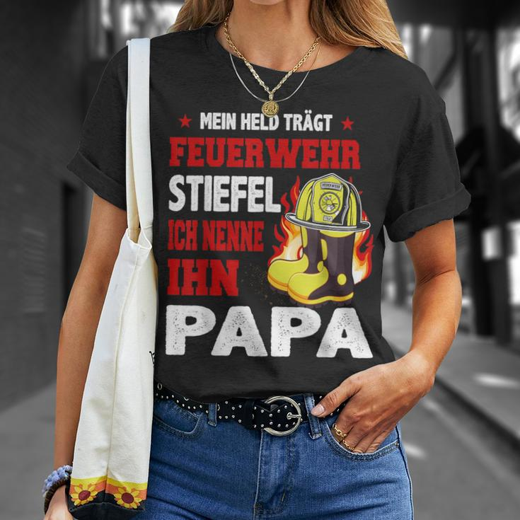 Mein Held Feuerwehrmann Papa T-Shirt, Feuerwehr Motiv Tee Geschenke für Sie