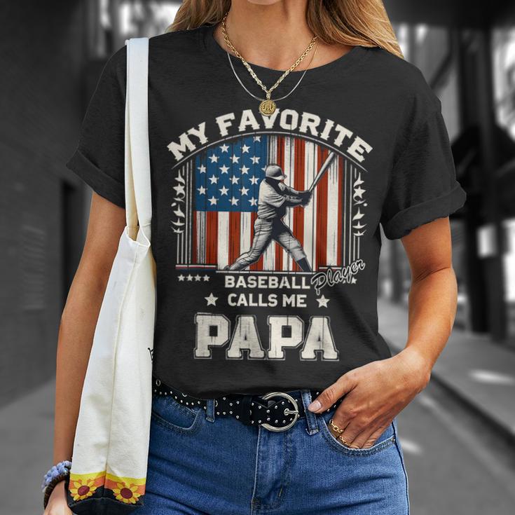 Mein Lieblings-Baseballspieler Nennt Mich Papa American Flag Dad T-Shirt Geschenke für Sie