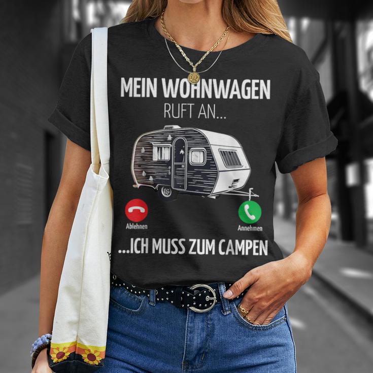 Mein Wohnwagen Ruft An Muss Zum Camping Camper T-Shirt Geschenke für Sie