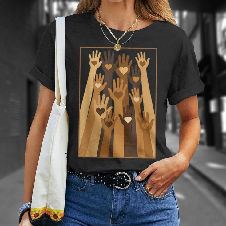 Melanin Hand Hearts Black History Month Blm African American T-Shirt Gifts for Her