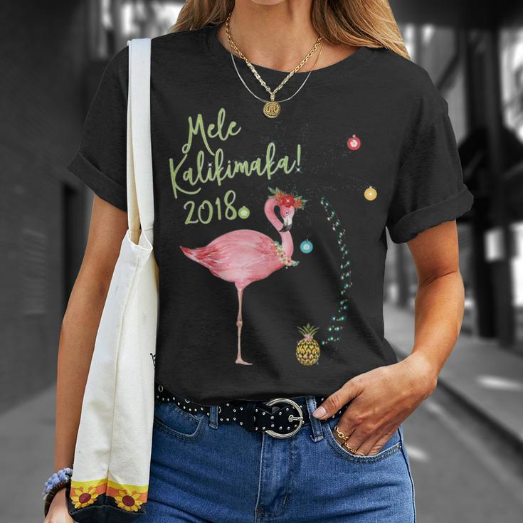 Mele Kalikimaka Flamingo Hawaii T-Shirt Gifts for Her