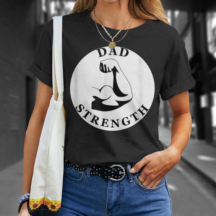 Men's Dad Strength Biceps Black And White T-Shirt Gifts for Her