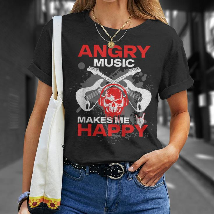 Metalhead Heavy Metal Angry Music Makes Me Happy Metal Fan T-Shirt Gifts for Her