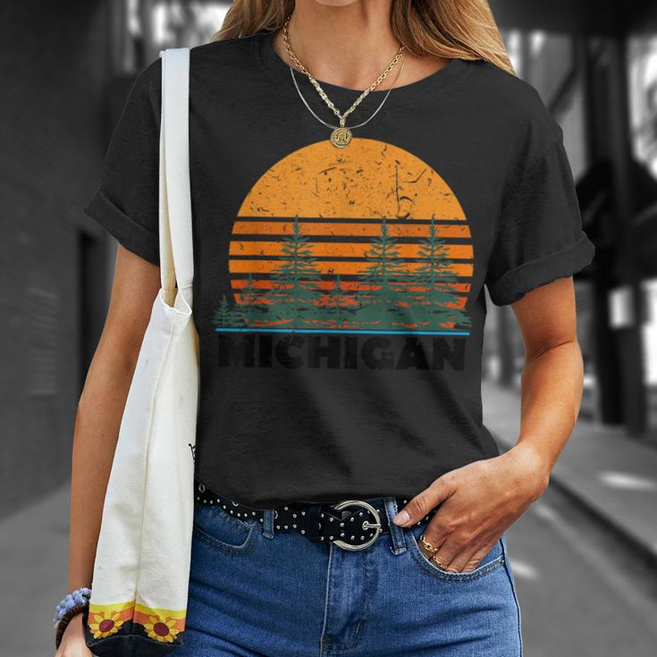 Michigan Vintage Retro Sunset Mi State T-Shirt Gifts for Her