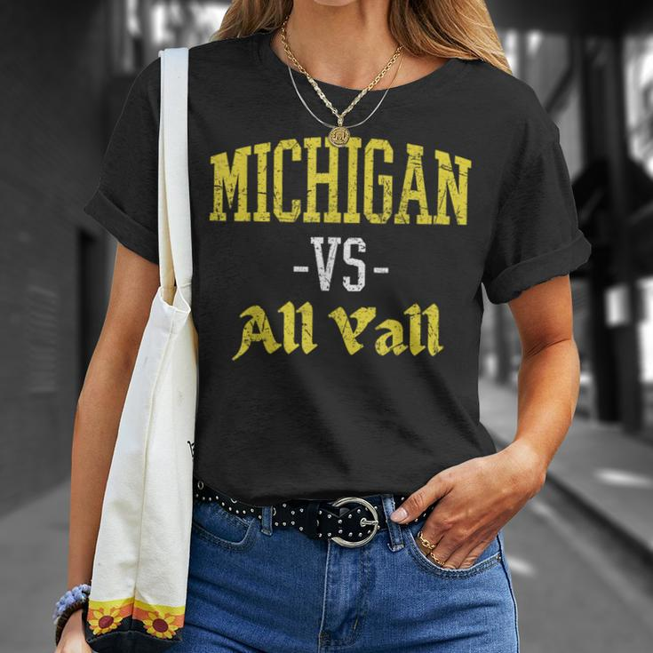 Michigan Vs All Y'all Throwback Vintage T-Shirt Gifts for Her
