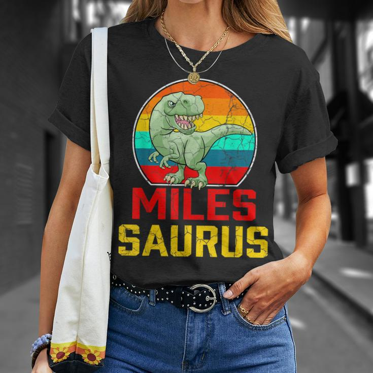 Miles Saurus Family Reunion Last Name Team Custom T-Shirt Gifts for Her