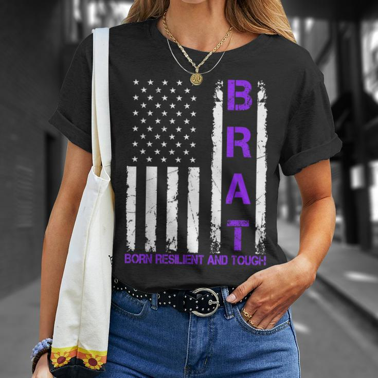 Military Child Us Flag Born Resilient And Tough Brat T-Shirt Gifts for Her