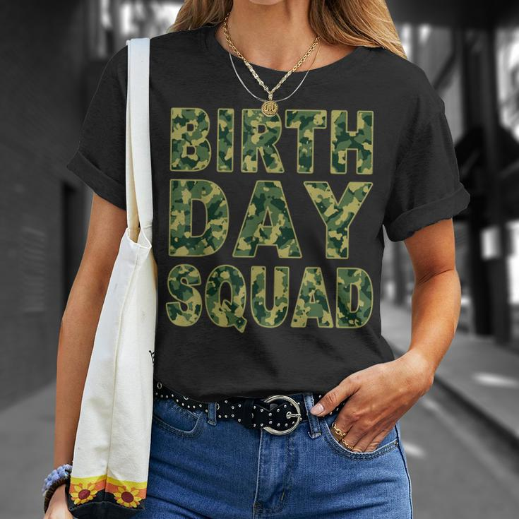 Military Green Camouflage Pattern Matching Birthday Squad T-Shirt Gifts for Her