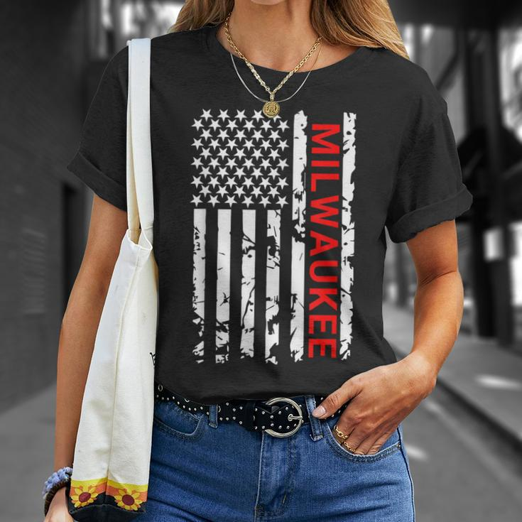 Milwaukee Usa Flag And T-Shirt Geschenke für Sie