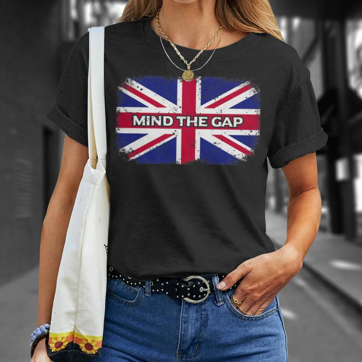 Mind The Gap Union Jack London Flag British T-Shirt Gifts for Her