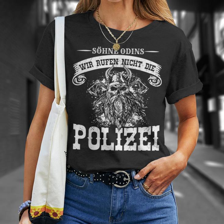 Mit den Söhnen Odins Rufen Wir Keine Polizei T-Shirt Schwarz für Männer Geschenke für Sie