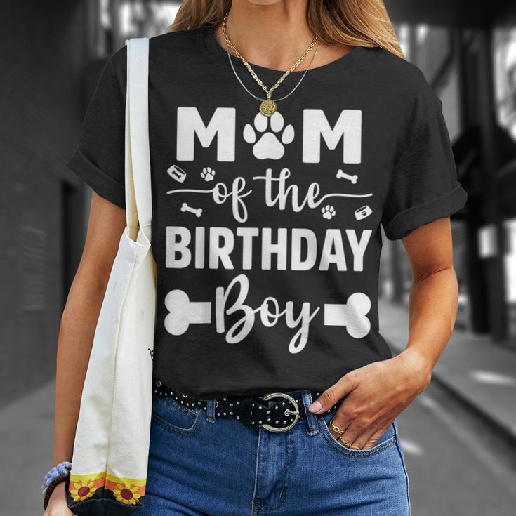 Mom Of The Birthday Boy Dog Paw Dogs Lovers Bday Party T-Shirt Gifts for Her