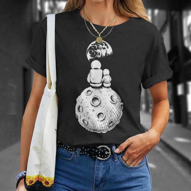 Moon And Astronaut Dad And Baby Space Matching Dad And Baby T-Shirt Gifts for Her