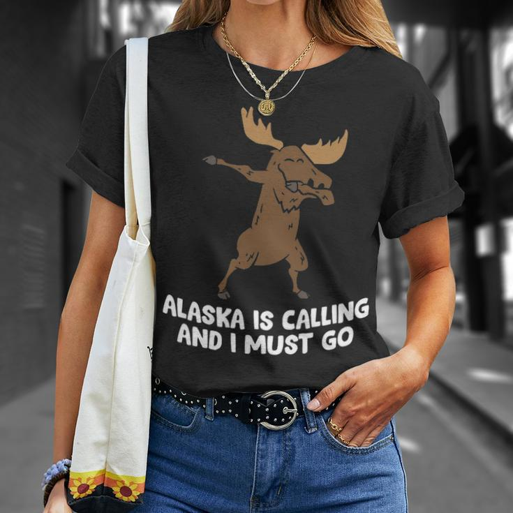Moose Alaska Is Calling And I Must Go Alaska Moose T-Shirt Gifts for Her