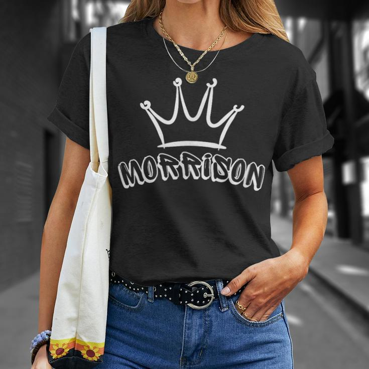 Morrison Family Name Cool Morrison Name And Royal Crown T-Shirt Gifts for Her
