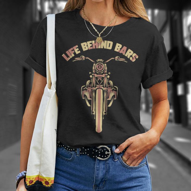 Motorcycle Rider Motorcycle Biker Behind Bars Vintage T-Shirt Gifts for Her