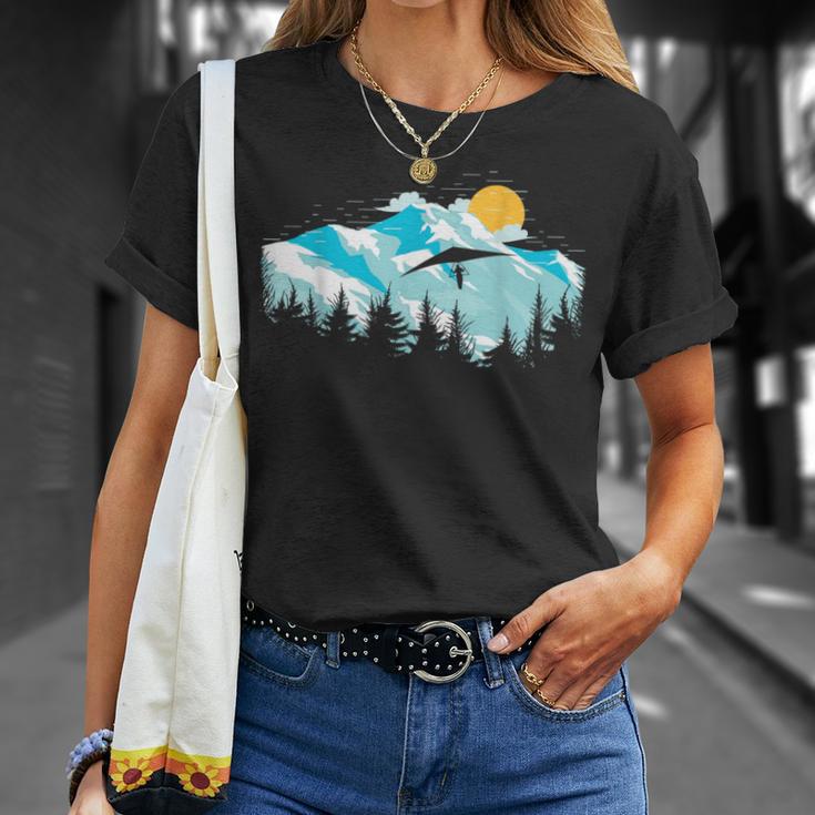 Mountains Landscape Sunset Hang Glider T-Shirt Gifts for Her