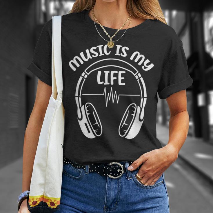 Music Is My Life Headphone Musician Dj Music Lover T-Shirt Gifts for Her