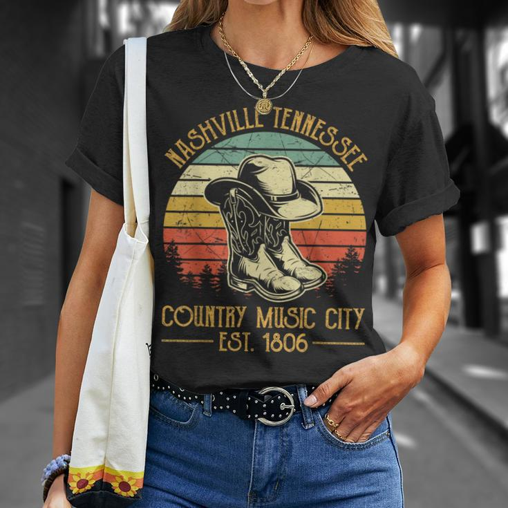 Nashville Tennessee Cowboy Boots Hat Country Music City T-Shirt Gifts for Her