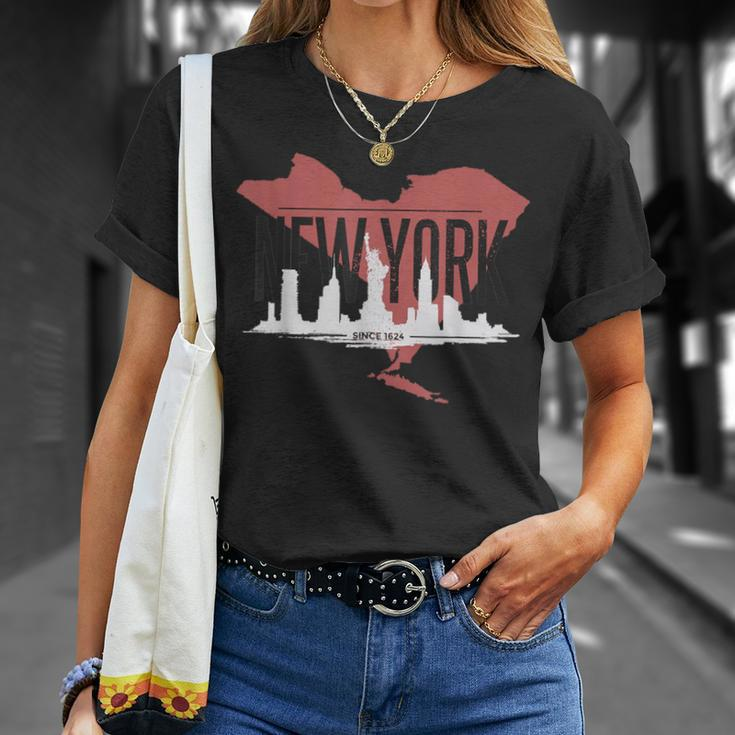 New York City Since 1624 Skyline State Map Ny Nyc T-Shirt Gifts for Her