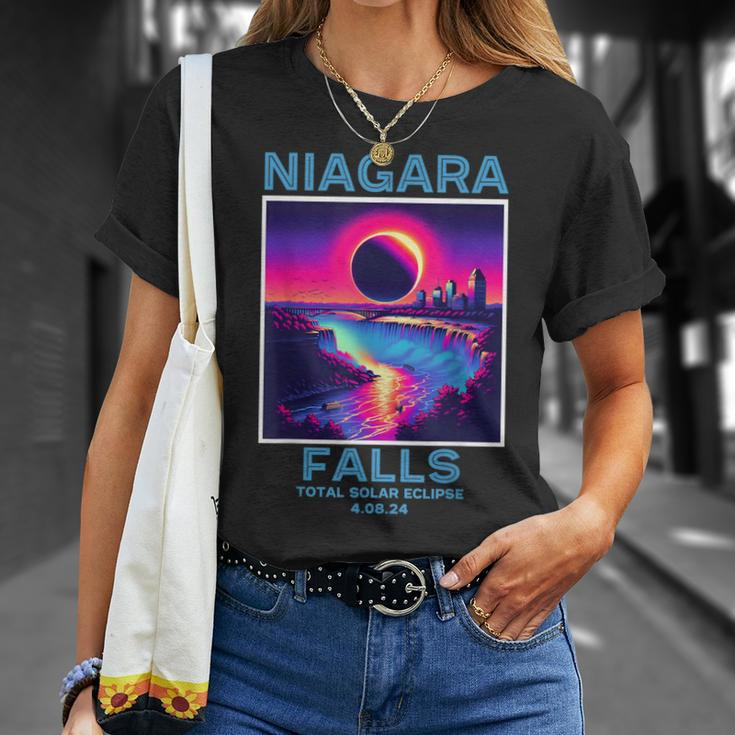 Niagara Falls Total Solar Eclipse 2024 80S New York Canada T-Shirt Gifts for Her