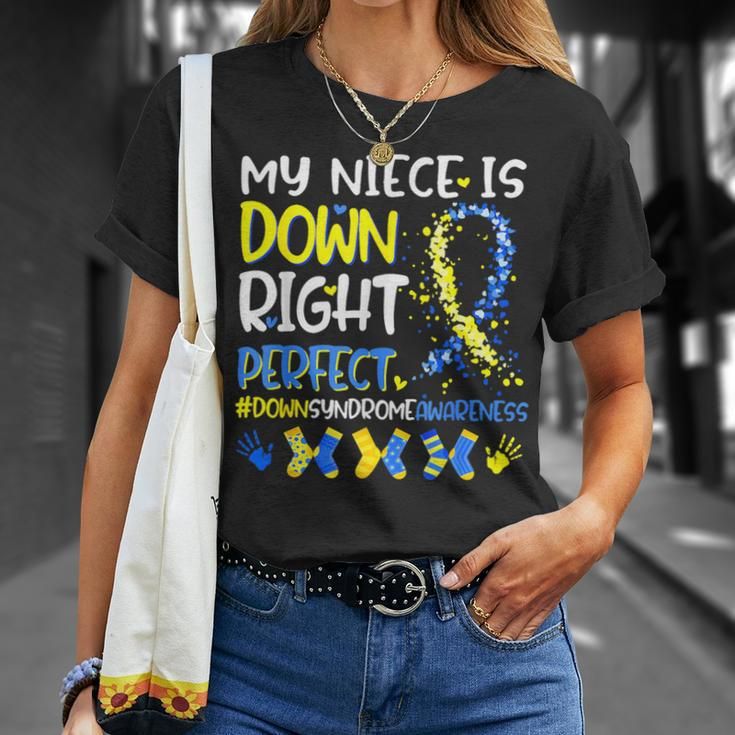 My Niece Is Down Right Perfect T21 Down Syndrome Family T-Shirt Gifts for Her