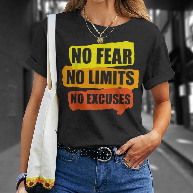 No Fear No Limits No Excuses Workout T-Shirt Gifts for Her