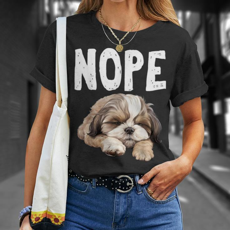 Nope Lazy Dog Shih Tzu T-Shirt Gifts for Her
