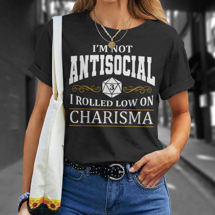 Not Antisocial Rolled Low Charisma Rpg Loves Dragons T-Shirt Gifts for Her