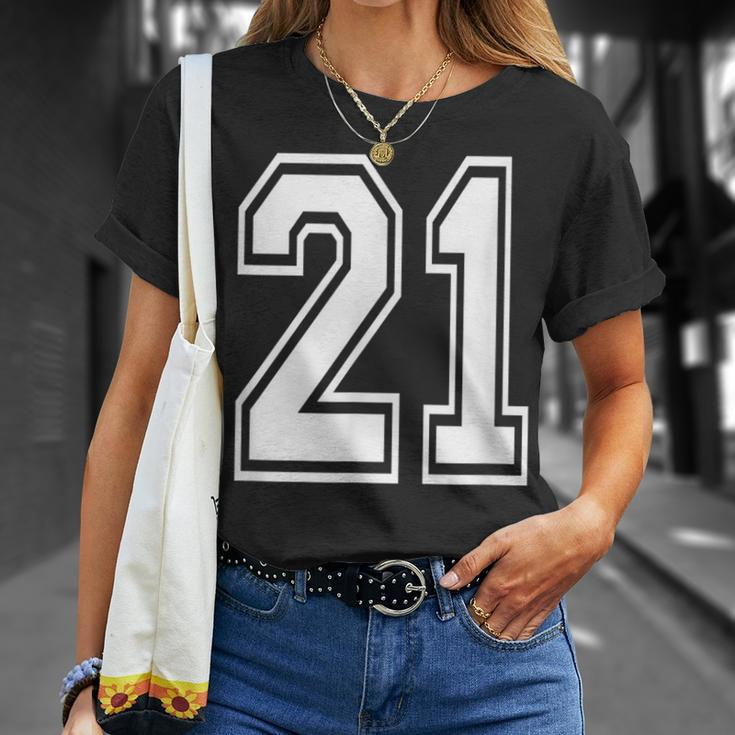 Number 21 Birthday Varsity Sports Team Jersey T-Shirt Gifts for Her