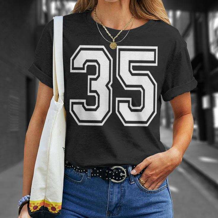 Number 35 Birthday Varsity Sports Team Jersey T-Shirt Gifts for Her