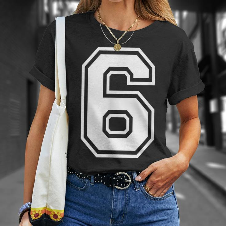 Number 6 Birthday Sports Player Team Numbered Jersey T-Shirt Gifts for Her