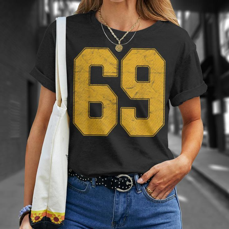 Number 69 Numbered Uniform Sports Team Jersey 69Th Birthday T-Shirt Gifts for Her