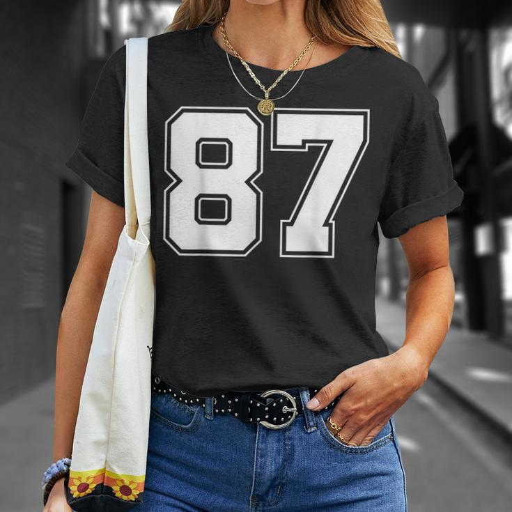 Number 87 Best Classic College American Varsity Style Font T-Shirt Gifts for Her