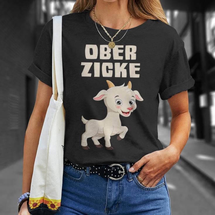 Ober Zicke T-Shirt lustig, Ziegenmotiv Shirt für Damen Geschenke für Sie